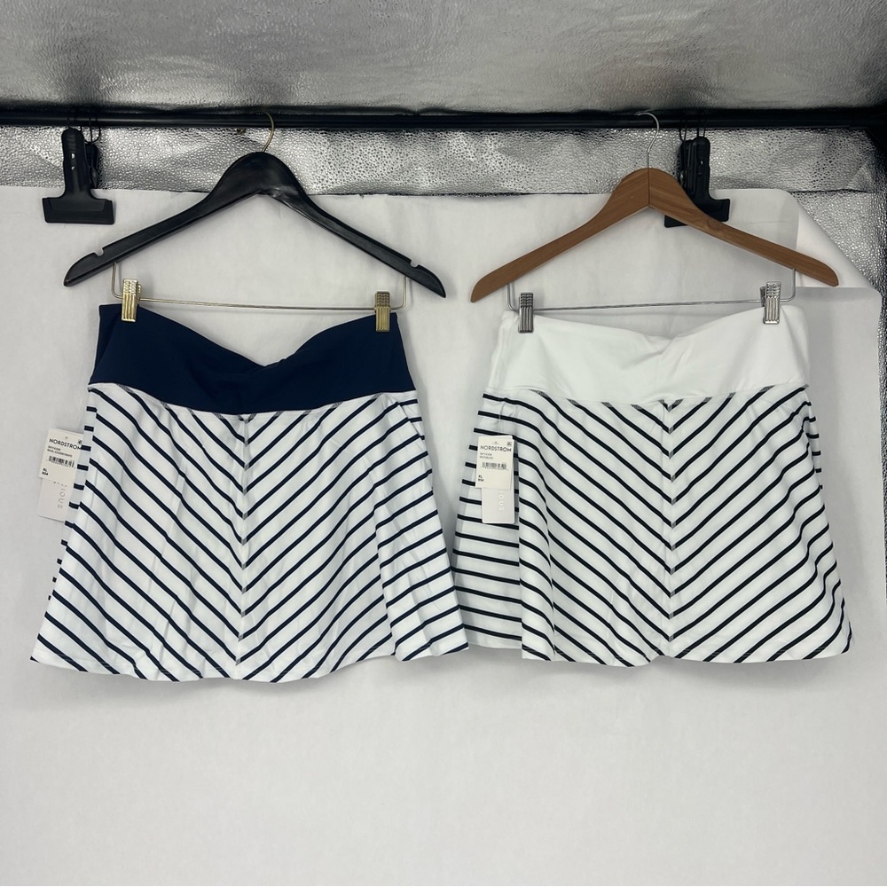 Yogalicious Navy and White Striped Skater Skort